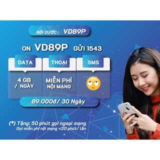 SIM 4G VINA VD89 MIỄN PHÍ THÁNG ĐẦU KHÔNG NẠP TIỀN - 2GB/NGÀY - 60GB/THÁNG DATA TỐC ĐỘ CAO+ GỌI MỘI MẠNG 1000P