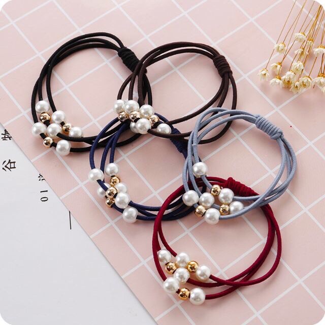Set Dây Buộc Tóc Nhiều Màu Dễ Thương, Dân Thun Cột Tóc 1K