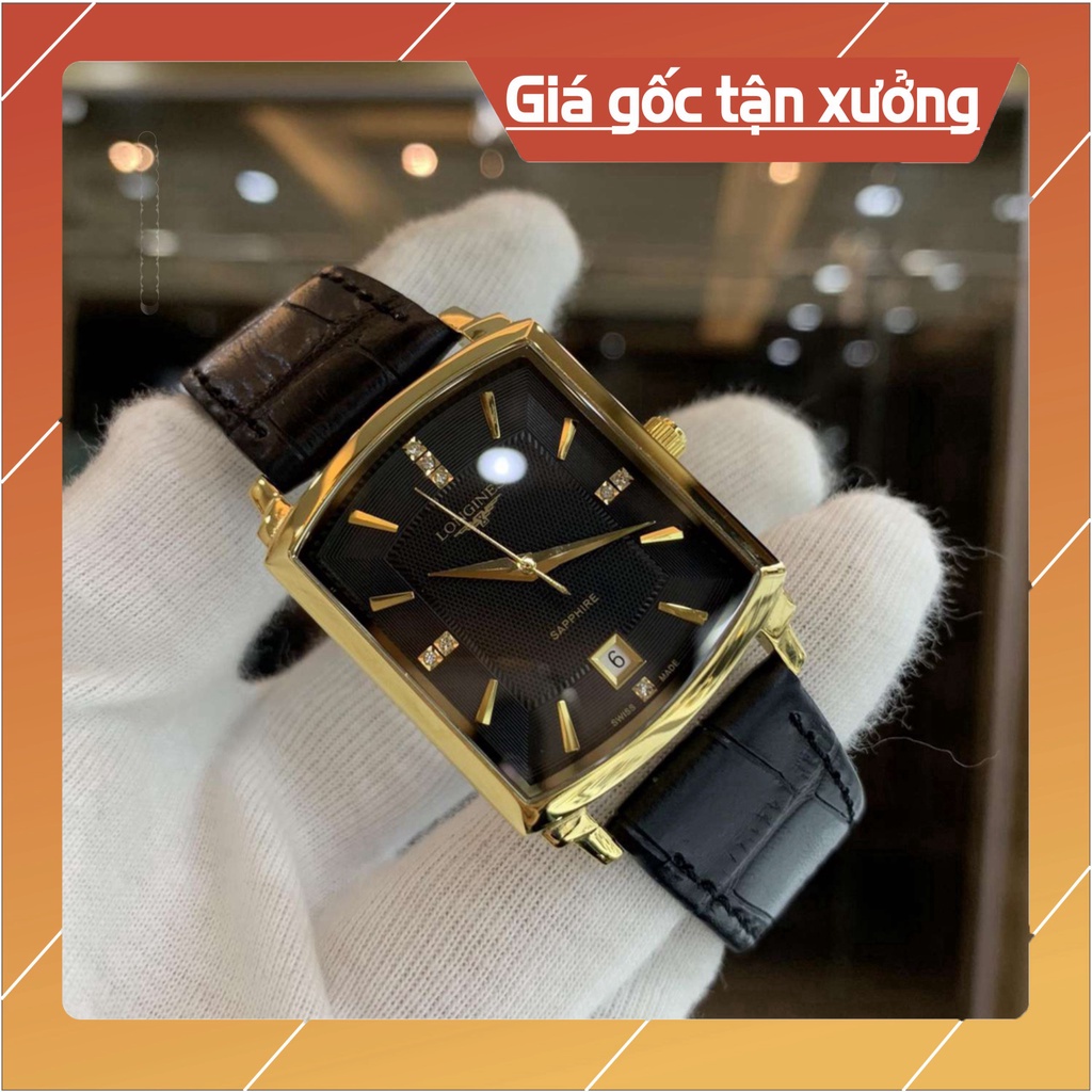 Đồng Hồ Nam longines Sapphire LG025A Mặt Chữ Nhật Máy Pin Nhật Chống nước, Chống Xước Tuyệt Đối
