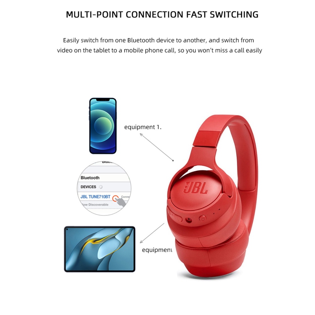 Tai Nghe Chụp Tai Bluetooth JBL tune 710bt T700 Chống Ồn Có Micro Âm Thanh Trầm