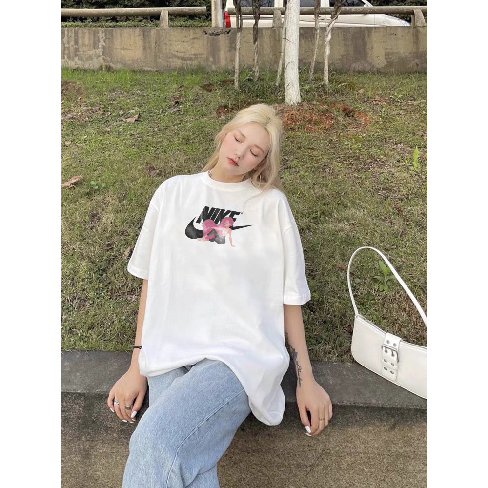 Áo phông nke nữ form rộng tay lỡ unisex, áo thun nke nữ form rộng tay lỡ unisex cotton AT073 Miucho in logo