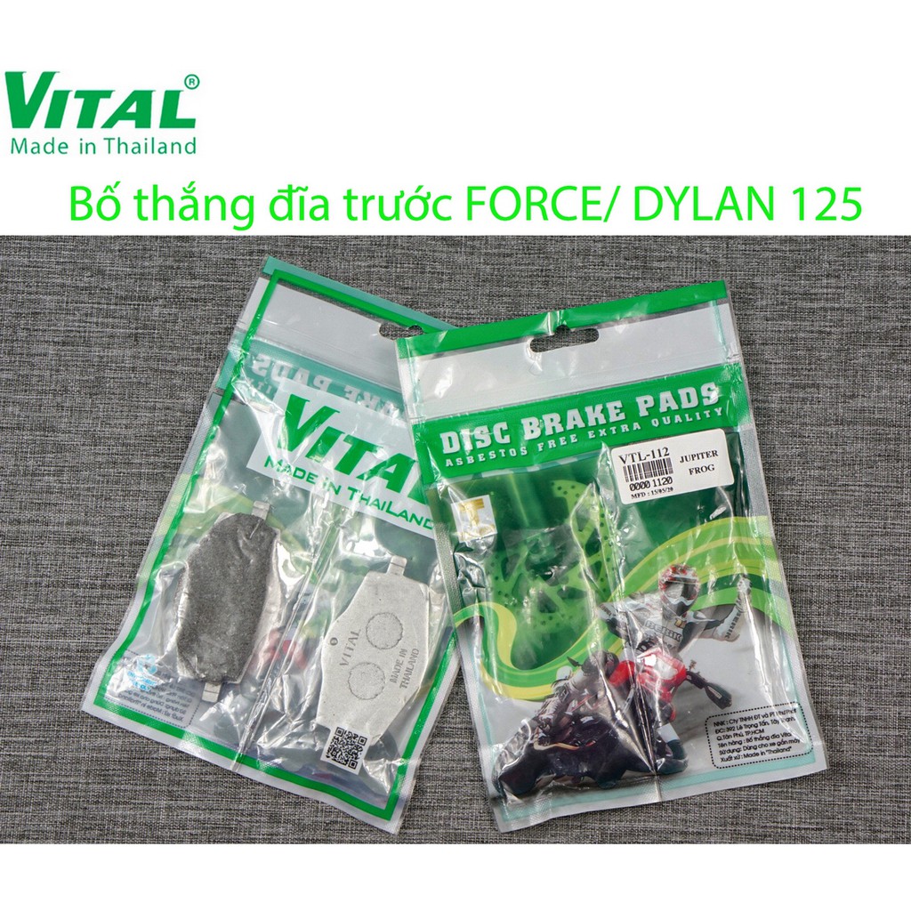 Bố thắng sau + trước YAMAHA NVX, FORCE, DYLAN 125  hiệu VITAL - Má phanh xe máy, bố thắng đĩa VITAL chính hãng Thái Lan