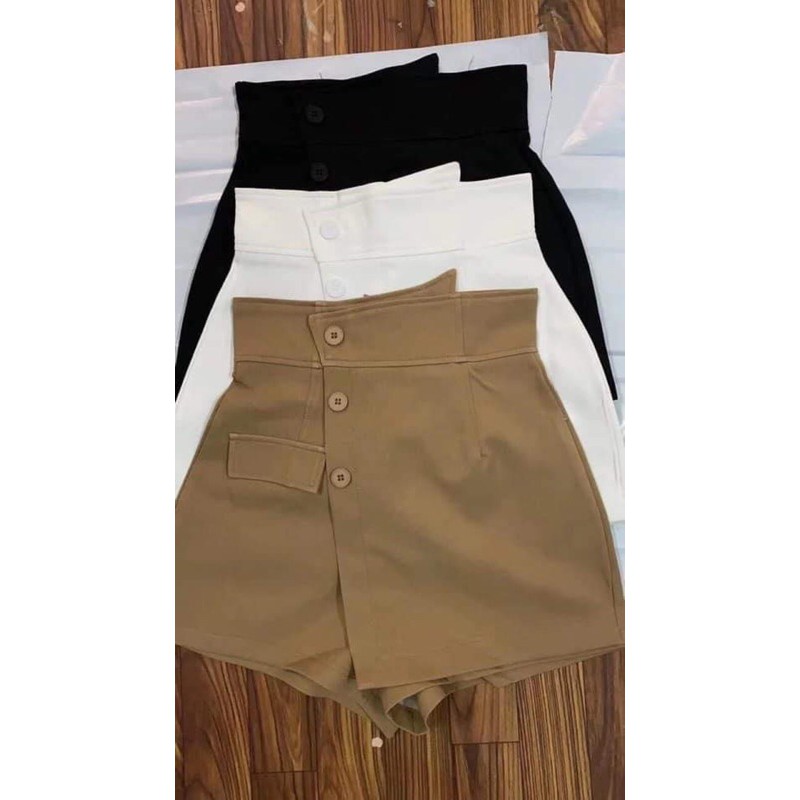 quần giả váy vạt lệch cạp cao