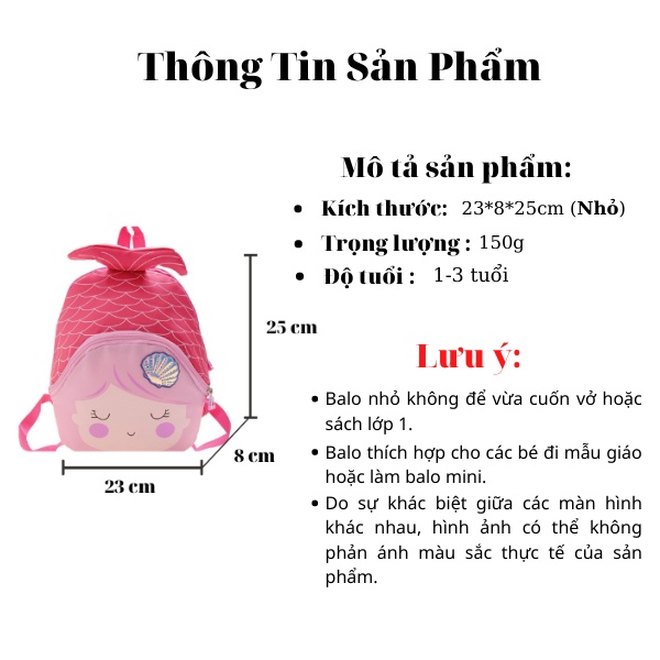 Balo Tiên Cá Dễ Thương Cho Bé Mẫu Giáo