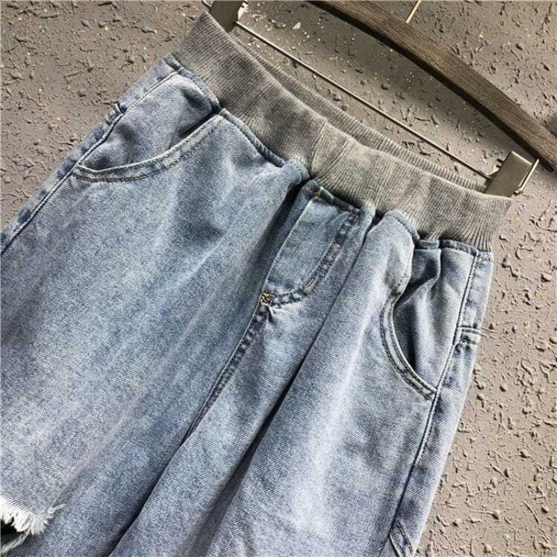 Quần Jeans Nữ Lưng Cao Mài Rách Thời Trang Hàn