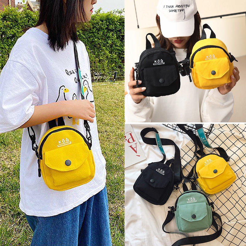 Túi vải canvas đeo vai mini đa năng thời trang cho nữ