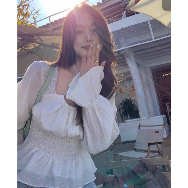 ÁO PELUM NHÚN CHỈ EO DÂY YẾM- Hàng Có Sẵn - Kèm Ảnh Thật