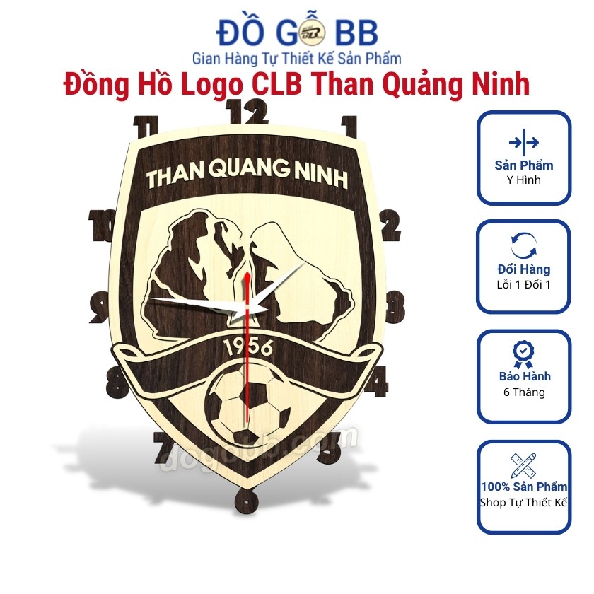 Đồng Hồ Logo Bóng Đá Clb Than Quảng Ninh V-League Treo Tường Gỗ Bền Rẻ Đẹp - Đồ Gỗ BB