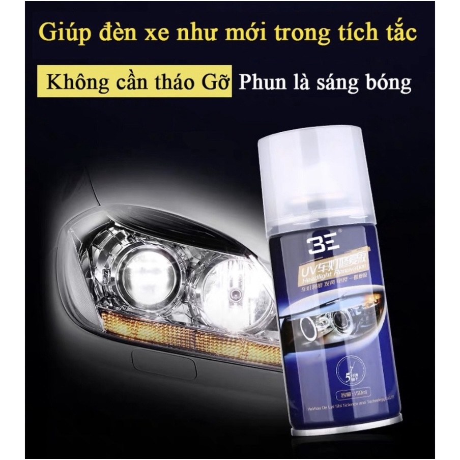 Chai dung dịch làm sạch dưỡng bóng chóa đèn ô tô, xe máy Headlight Clear&amp;Bright