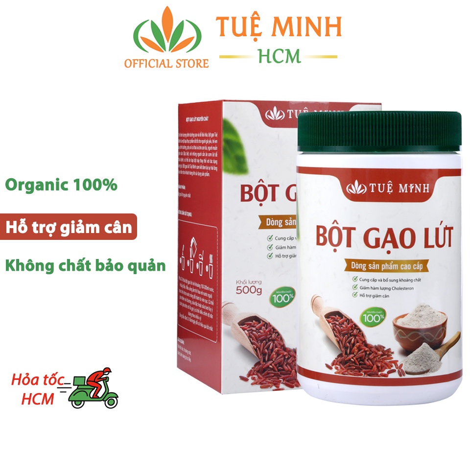 Bột gạo lứt giảm cân Tuệ Minh, bột gạo lứt đỏ huyết rồng nguyên chất hộp 500gr