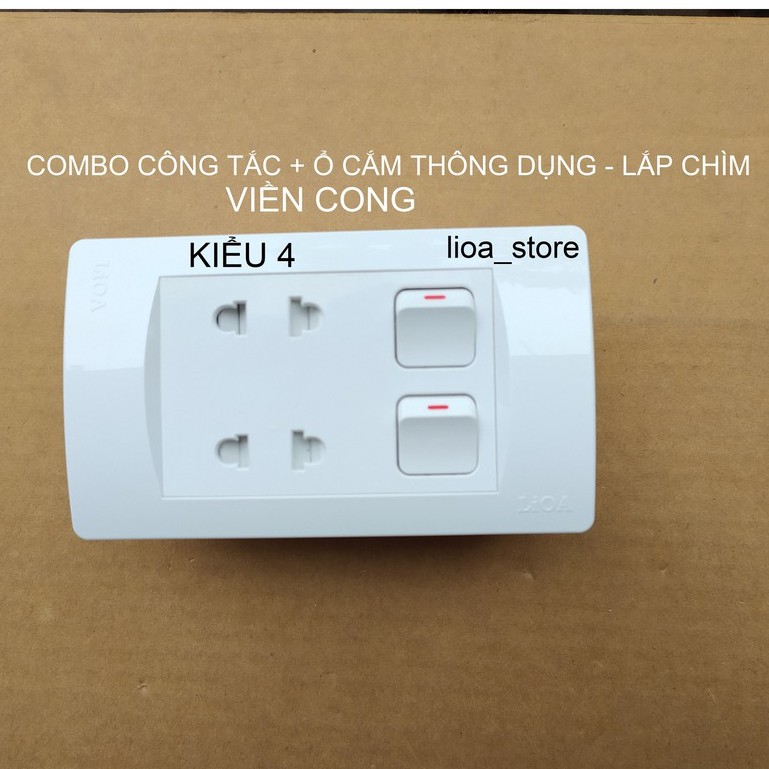 COMBO CÔNG TẮC + Ổ CẮM THÔNG DỤNG - LẮP CHÌM (VIỀN CONG).