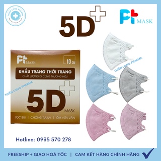 Khẩu Trang 5D PT MASK  Hộp 10 Cái kháng khuẩn chống bụi mịn 2.5PM hàng