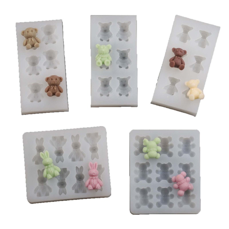 Sa Khuôn Silicon Làm Xà Phòng / Sô Cô La Hình Gấu 3D Đáng Yêu