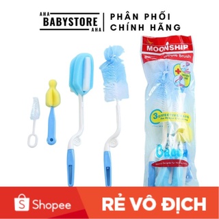 Cọ bình sữa và núm ti Moonship 4 chi tiết tiện lợi cho mẹ màu xanh