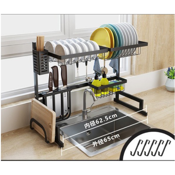 Kệ để chén bát trên chậu rửa thép đen cao cấp  85cm
