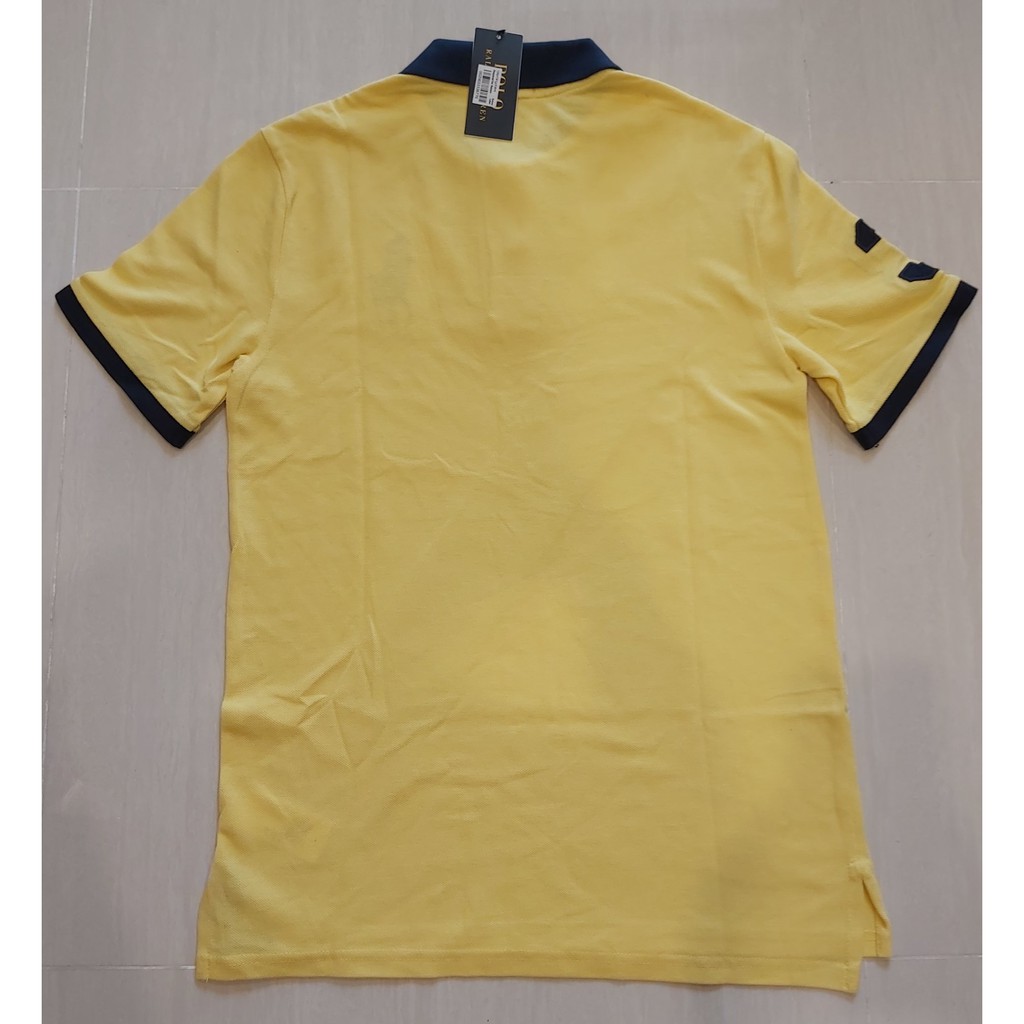 Áo thun polo nam Polo Ralph Lauren cotton tay ngắn màu vàng hiệu Ralph Lauren size L hàng hiệu mỹ chính hãng