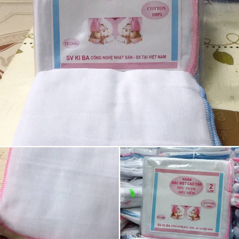 Combo 10 khăn màn sữa kiba loại 2, 3, 4 lớp