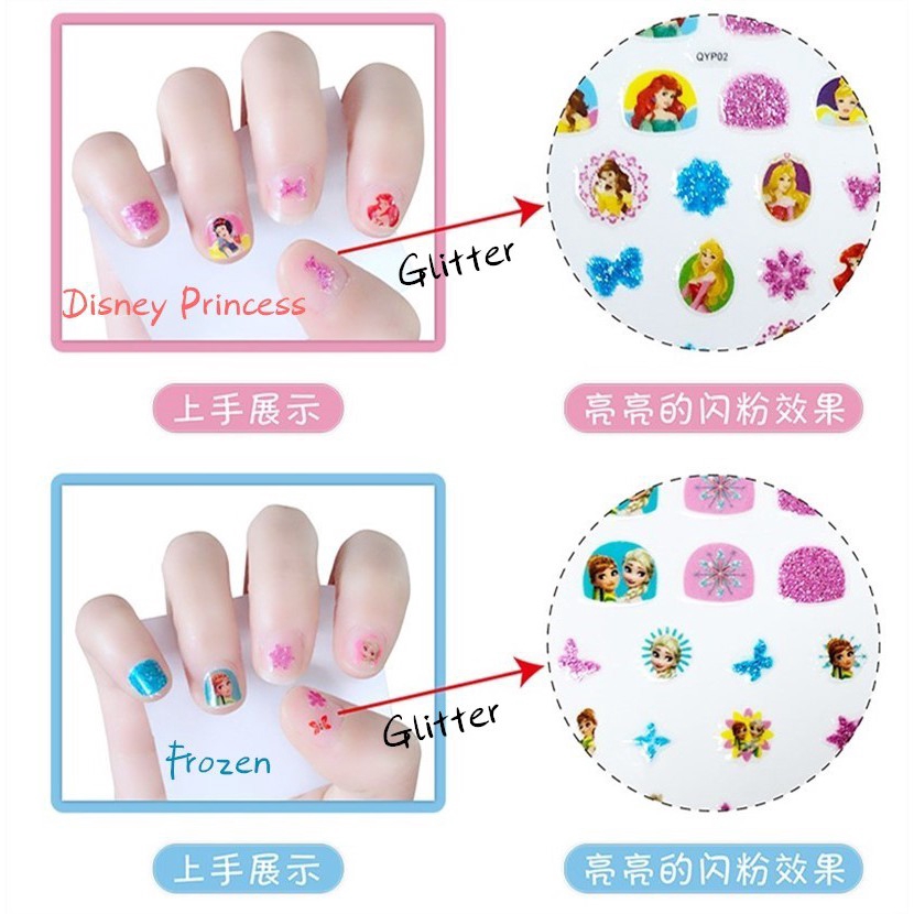 Miếng dán trang trí móng tay 2 trong 1 lấp lánh cho bé