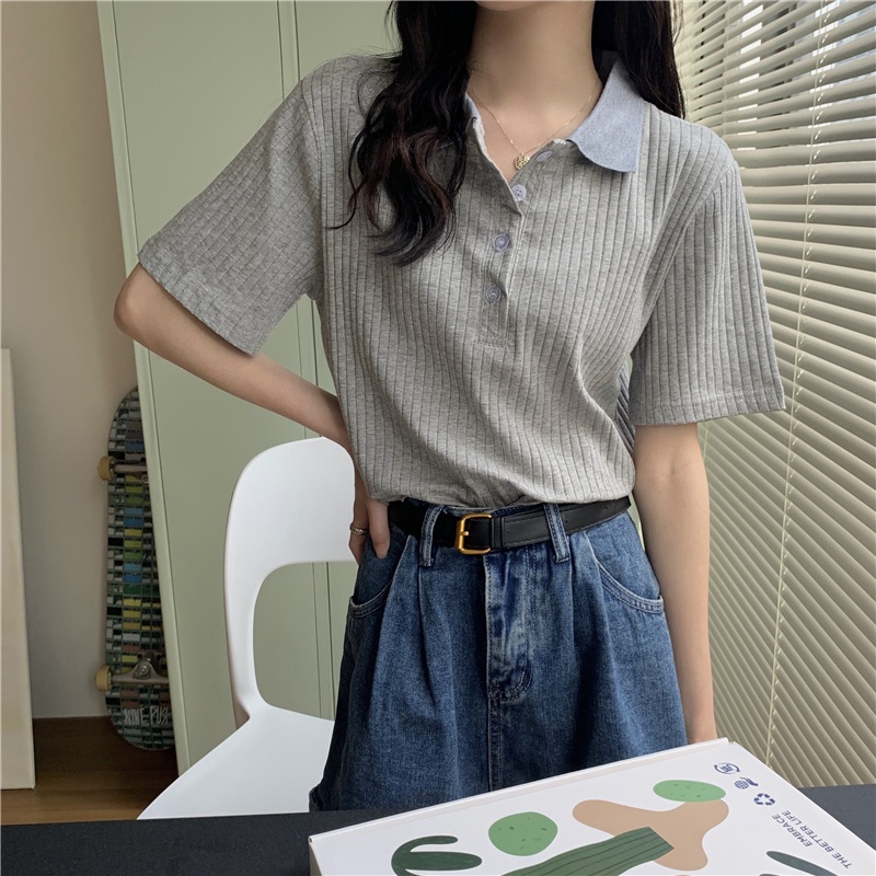 Áo polo Ngắn Tay Form Rộng Phong Cách Cổ Điển Dành Cho Nữ