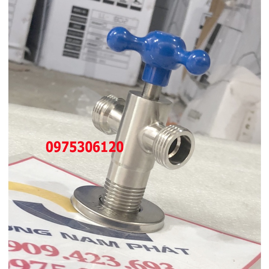 {LOẠI CAO CẤP CÓ KHÓA XANH} Van Chia Nước cho vòi xịt vệ sinh và bồn cầu inox 304, van giảm áp, T CẦU XANH ĐỎ