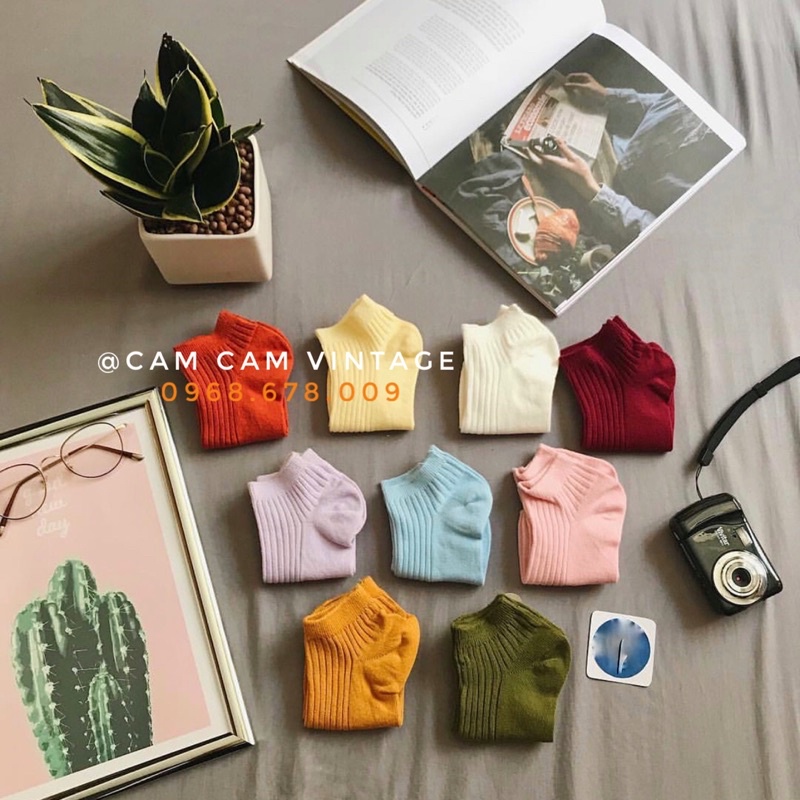 Tất vớ nam nữ ngắn cổ vớ cổ ngắn ulzzang Basic Vintage Hàn Quốc