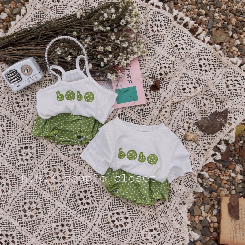 SETG15 Bộ Bé Gái Áo Thun Tăm Quần Bo Chun Chấm Bi Cho Bé 6kg Đến 16kg