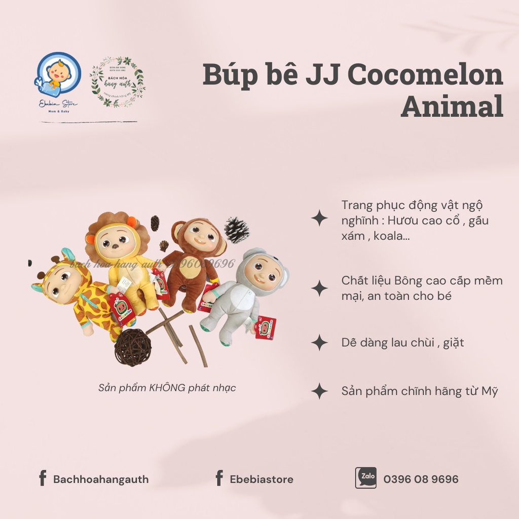 Đồ chơi búp bê JJ, thú nhồi bông CoComelon ngộ nghĩnh đáng yêu