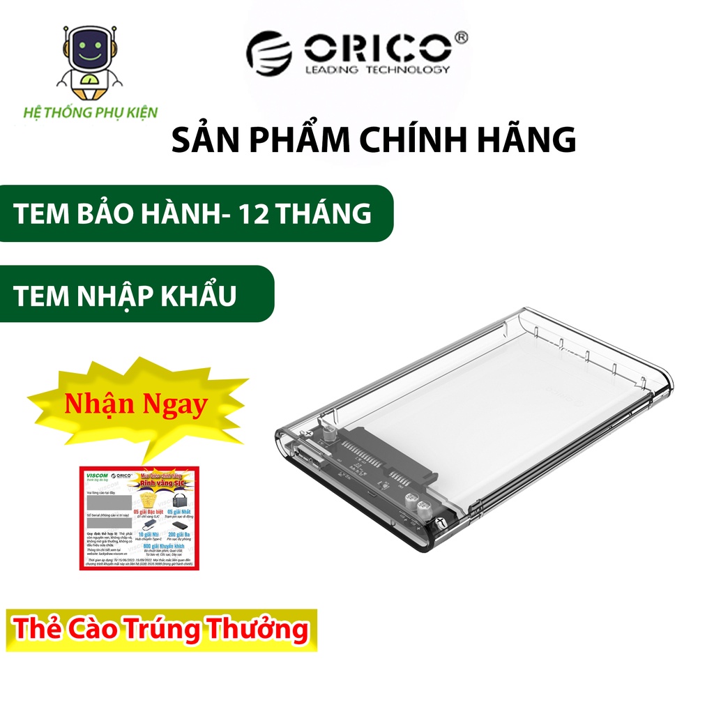 HỘP ĐỰNG Ổ CỨNG 2.5" SSD/HDD SATA 3 USB 3.0 ORICO- 2139U3- Hàng Chính Hãng