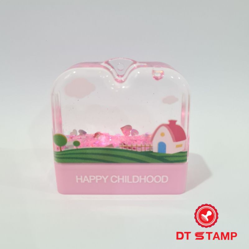 Con dấu HAPPY CHILDHOOD - Dấu tên cá nhân phong cách cute, siêu dễ thương. Kích thước 38x14mm. Chỉ đóng được lên giấy.