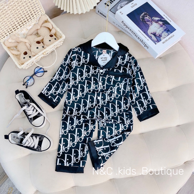 Bộ pijama lụa Di ờ dài tay mềm mại cho bé trai bé gái - BPLDDT