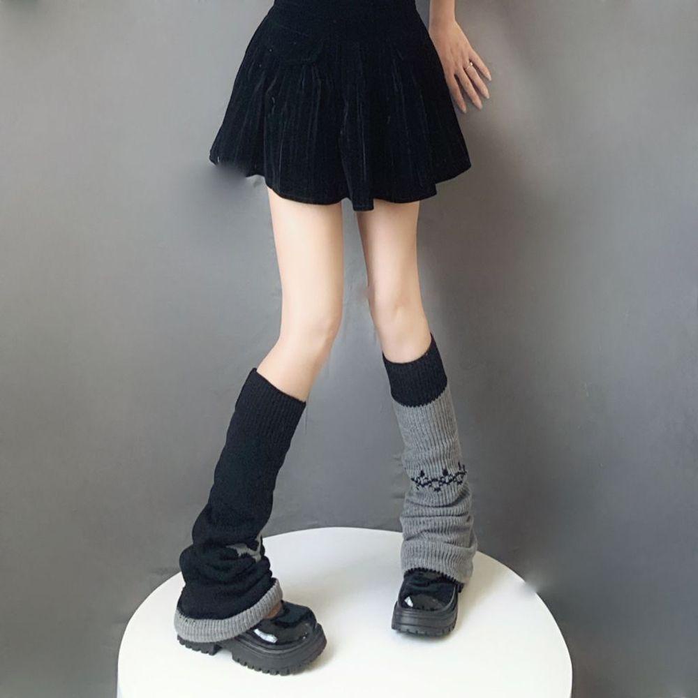 Mocho Vớ Dệt Kim Giữ Ấm Chân Màu Trơn Ngọt Ngào Phong Cách Harajuku Mùa Thu Cho Nữ