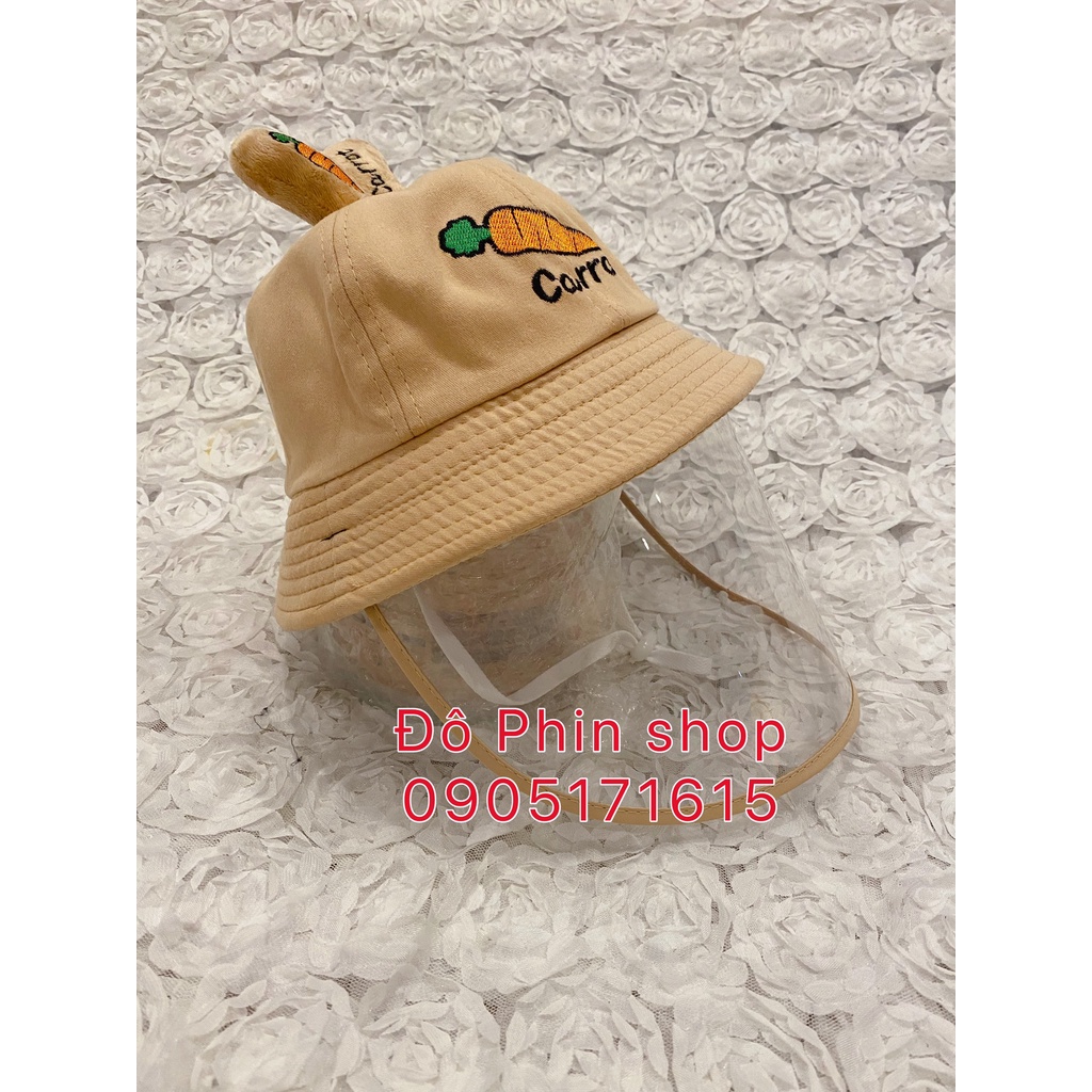 [Bé 3-7 tuổi] Mũ chống giọt dịch bắn cho bé - mũ có màn chắn trẻ em - mẫu cà rốt xinh xắn dễ thương phong cách Hàn quốc