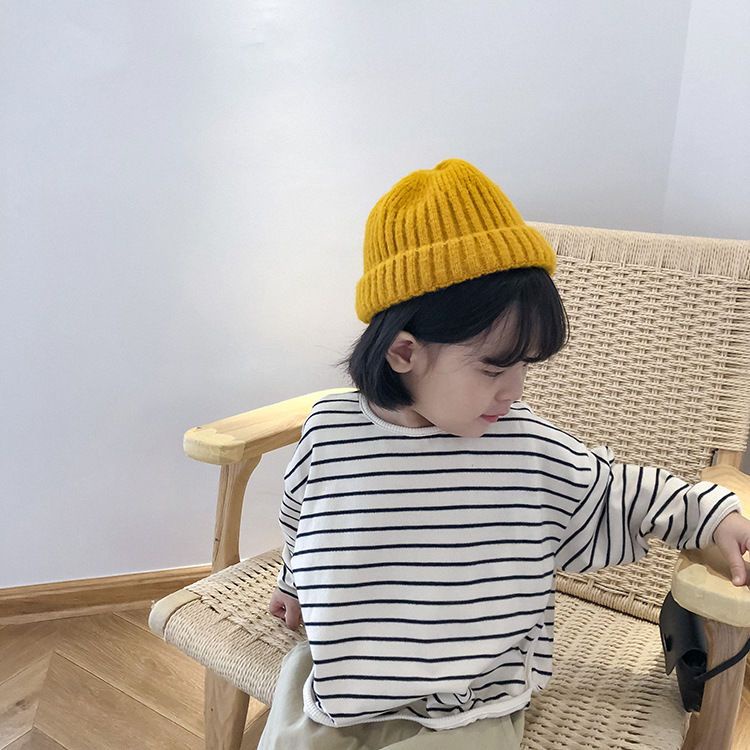 Áo Thun Dài Tay Họa Tiết Kẻ Sọc Thời Trang Nhật Hàn Dành Cho Bé Gái 3-4 Tuổi