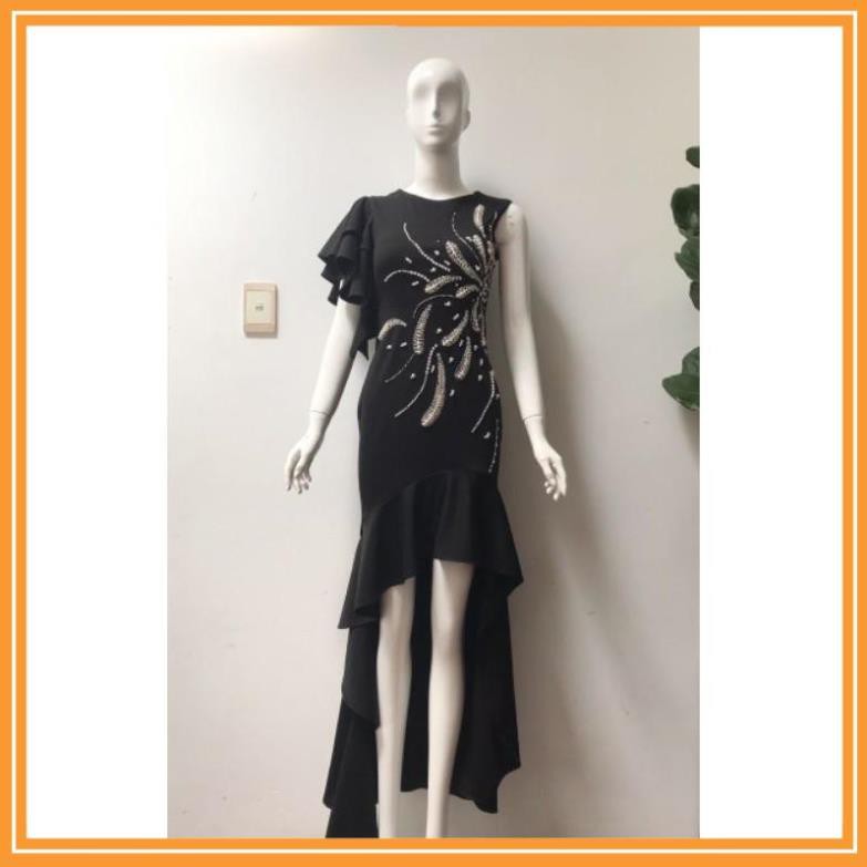 SHOP DẠ HỘI  Đầm dạ hội tay bèo một vai cao cấp tặng hoa tai thời trang