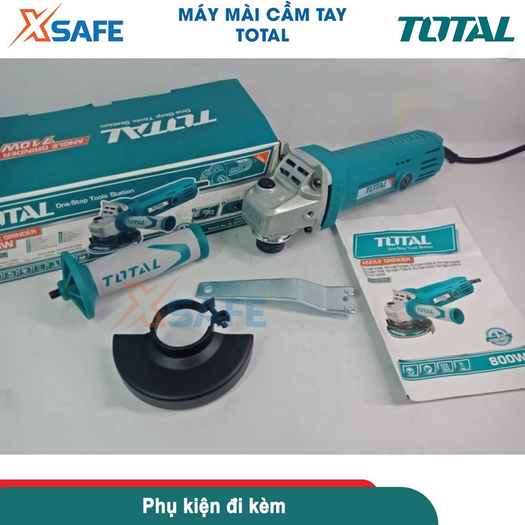Máy mài góc cầm tay 710W TOTAL TG1071008 đường kính đĩa 100mm, trục chính M10, tốc độ không tải 11000 rpm - chính hãng