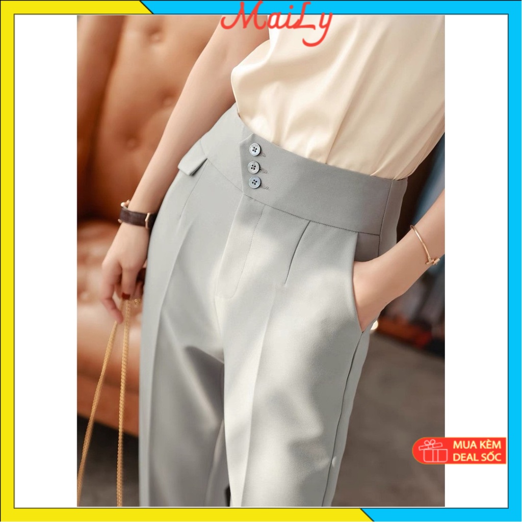 Quần tây nữ 3 khuy lệch cạp cao quần âu nữ vải tuyết mưa vitex dày dặn mềm mại - MT612 MAILY