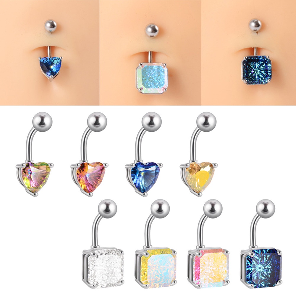 Khuyên Xỏ Rốn Hình Vuông Đính Đá Pha Lê Thời Trang Cổ Điển
