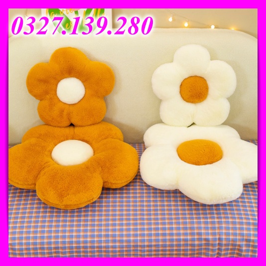 Đệm Tựa Lưng, Gối Dựa Văn Phòng, Sofa Chất Nhung Siêu Mềm Hình Hoa Cúc Xinh Xắn Phong Cách Bắc Âu