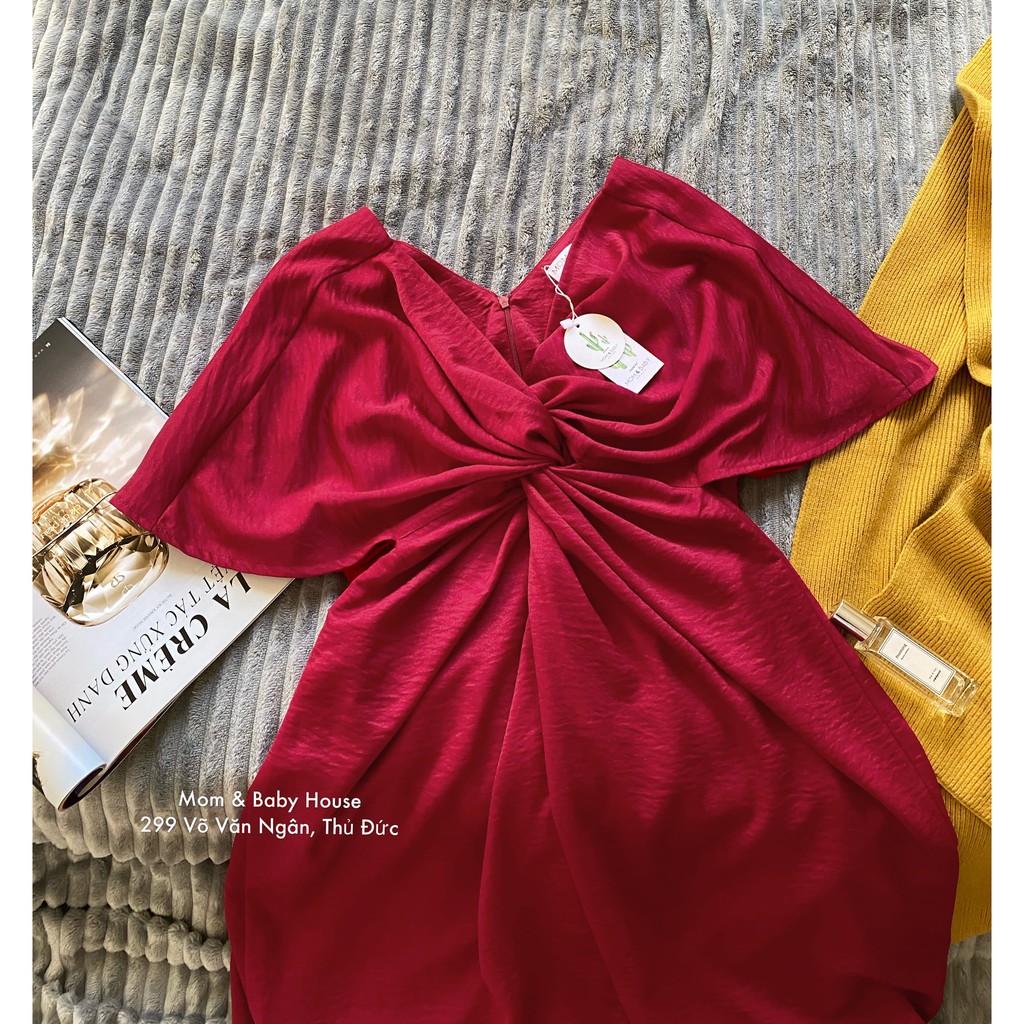 Đầm bầu cát nhung xoắn eo đi tiệc Be a Lady ( tặng kèm ghim cài )