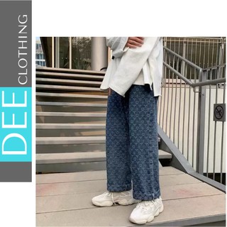 Quần Jean Ống Rộng In Họa Tiết LV Phong Cách Hàn Quốc Quần Jean Nam Quần lv quần lv ống rộng cao cấp