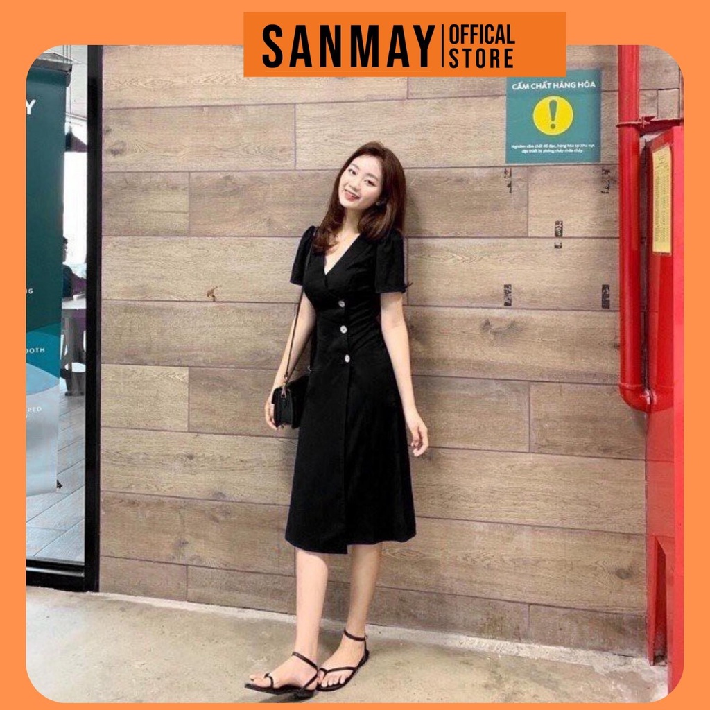 Váy Đi Dự Tiệc Cưới Hàn Quốc Nữ SANJOLI  Đầm Công Sở Trẻ Trung Cao Cấp, Vải Cotton Lạnh, Thiết Kế Cao Cấp, Màu Đen VD032 | BigBuy360 - bigbuy360.vn