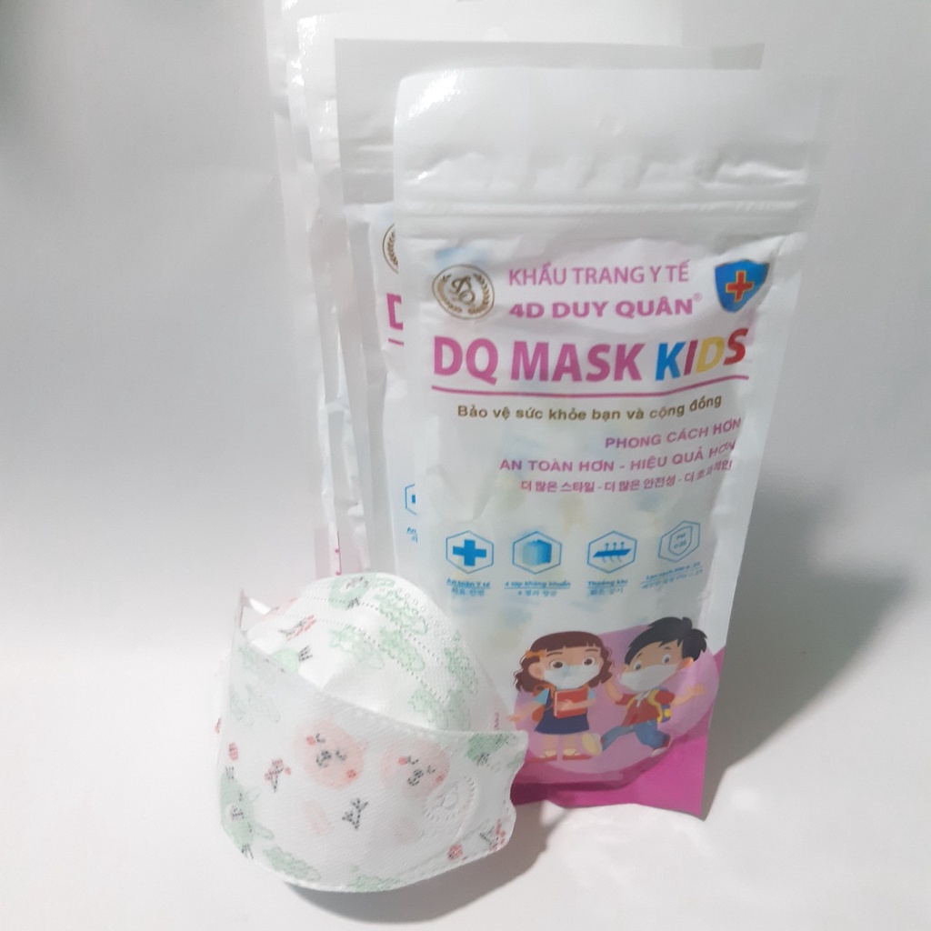 [Combo 50C] Bé 3-12 Tuổi Khẩu Trang 4D DQ Mask Kids KF94 Y Tế Duy Quân Xuân Lai Chất Dày Dặn Dáng Đẹp Ôm Sát Mặt