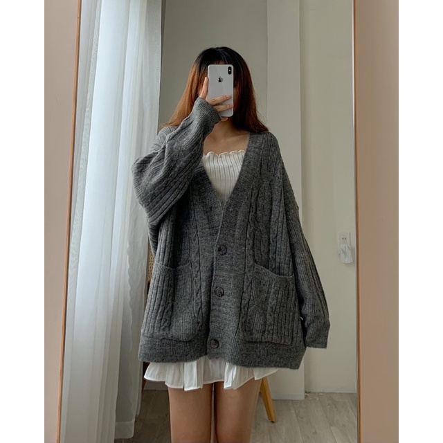 Áo cardigan len thừng 2 túi tag Nono loại 1 quảng châu Nh