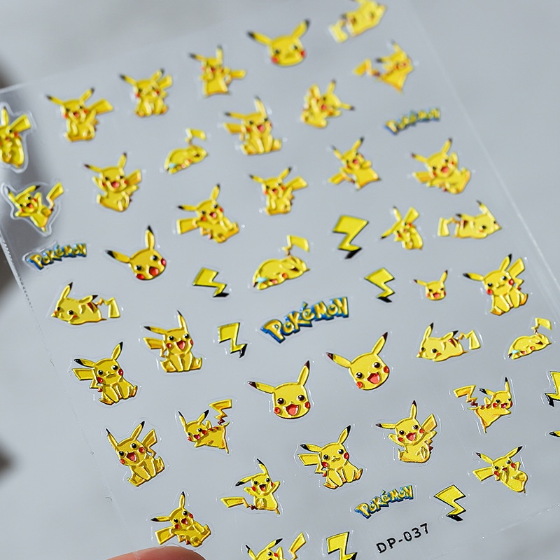 Miếng Dán Trang Trí Móng Tay Hình Pikachu Đáng Yêu