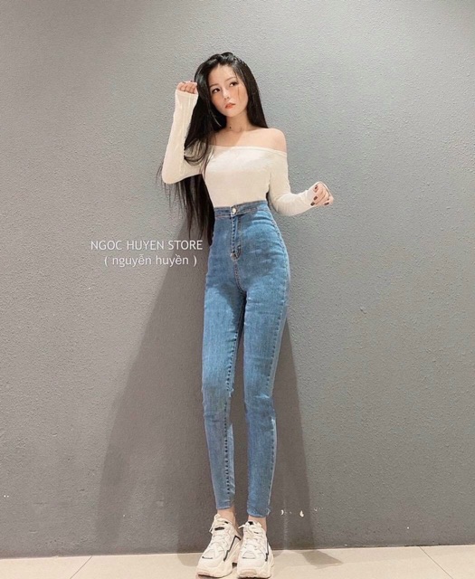 Quần jeans nữ lưng cao trơn ôm body lưng siêu cao | BigBuy360 - bigbuy360.vn