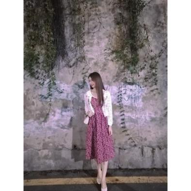 Váy Hai Dây Hoa Nhí Nhung Tăm Eo Cao Hàng Quảng Châu Loại 1 V03 💃