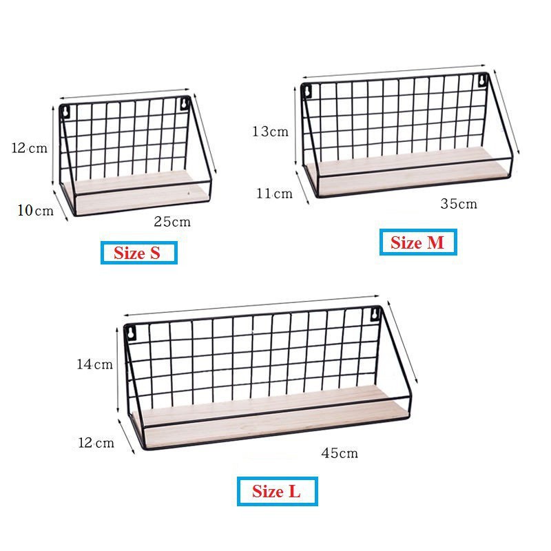 Kệ sắt trang trí treo tường gỗ đựng đồ nhà bếp nhà tắm thông minh- tặng kèm đinh