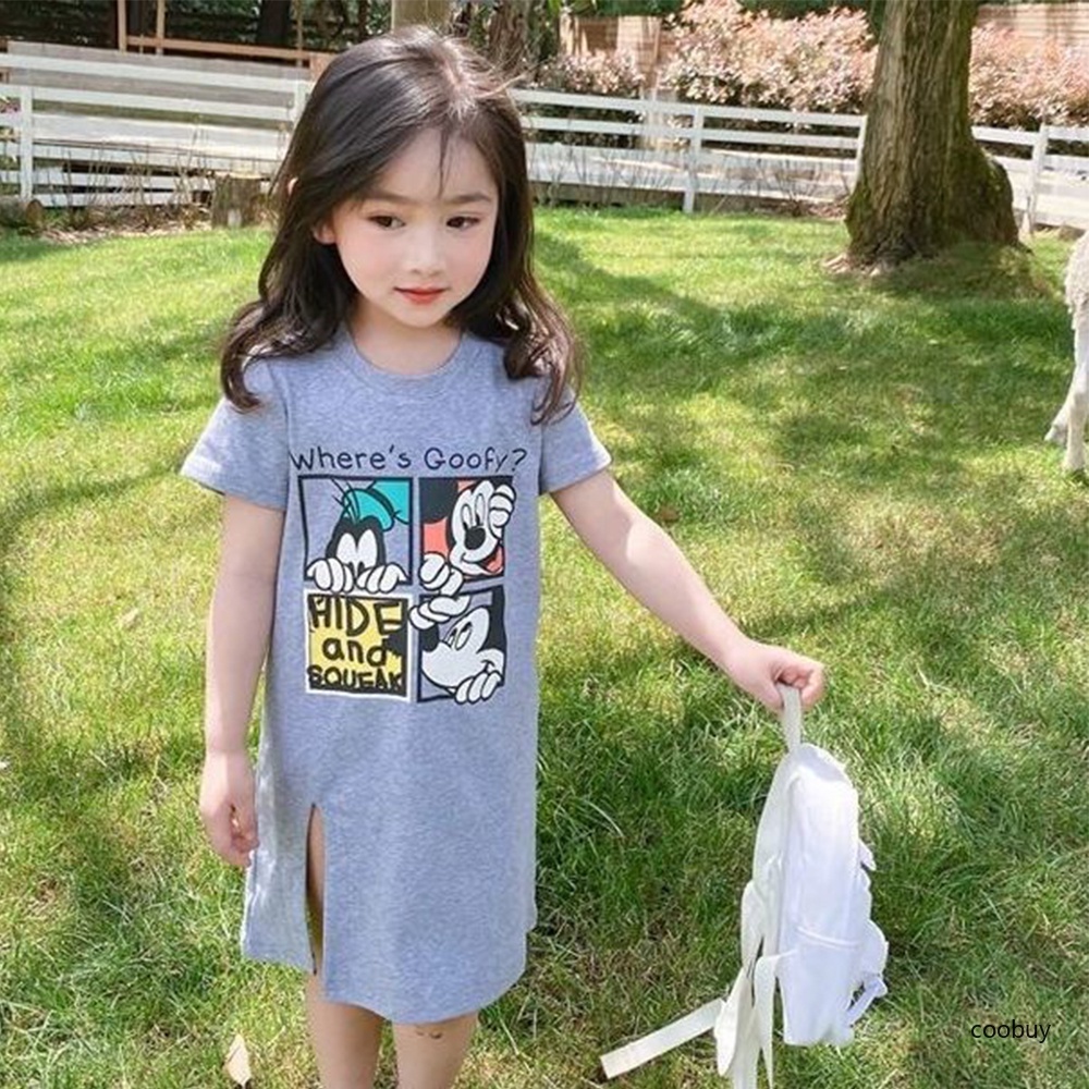 Áo Thun Tay Ngắn Cổ Tròn In Họa Tiết Hoạt Hình Thời Trang Mùa Hè Cho Bé Gái