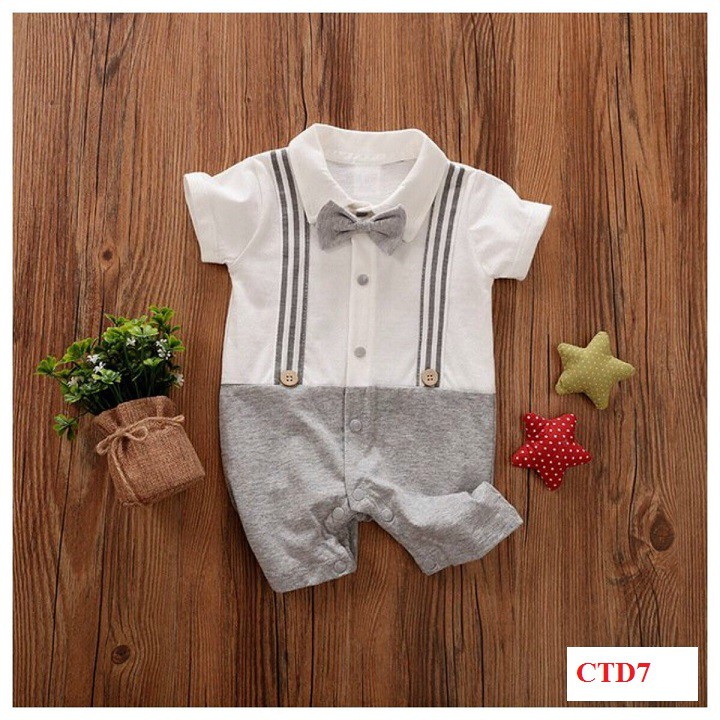 Bộ Body Công Tử Cộc Tay Cho Bé Trai/ Chẩ Cotton 4 Chiều ( Cao Cấp )