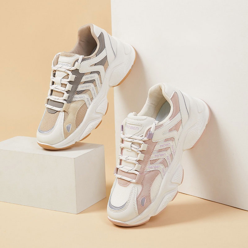 Giày thể thao RENBEN đế dày phối lưới thoáng khí thời trang cho nữ